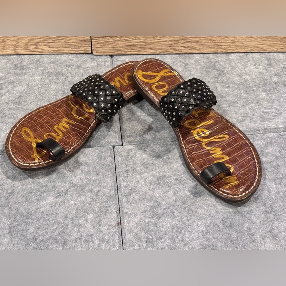 🖤🤎Sam Edelman Black Leather Germaine Toe-Ring Sandals 🖤🤎 - Picture 2 of 5